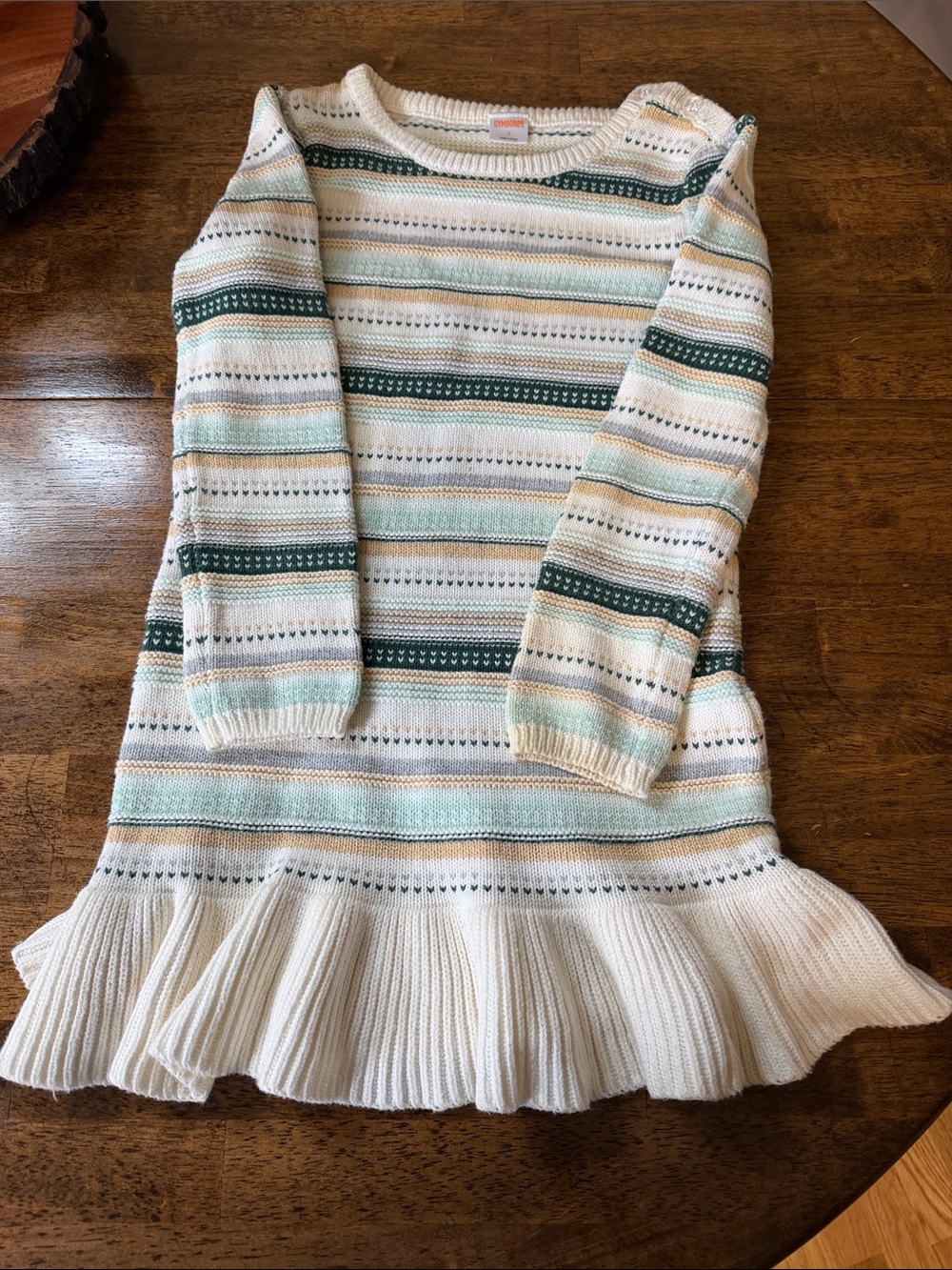 Gymboree Girls size 7 Fair Isle Striped Ruffle-Hem Sweater Dress -